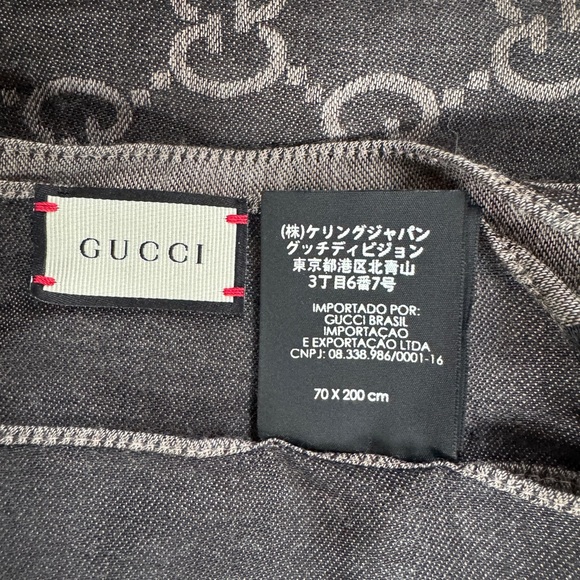 Gucci Charcoal and Light Gray Patterned Scarf - Picture 10 of 11
